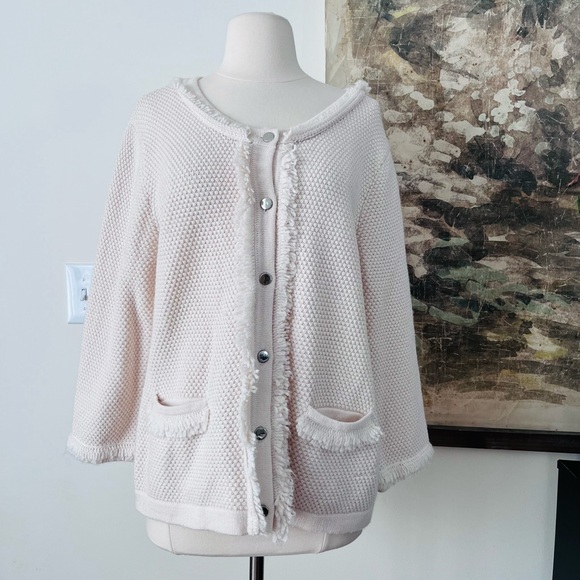 Alfani Sweaters - Alfani Wool Fringe Detailing Sweater in Cream Size XL